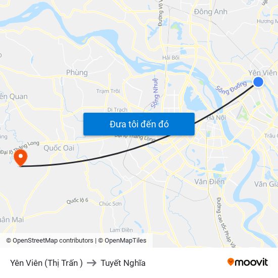 Yên Viên (Thị Trấn ) to Tuyết Nghĩa map