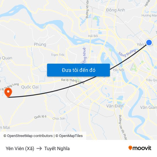 Yên Viên (Xã) to Tuyết Nghĩa map