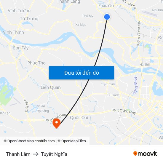 Thanh Lâm to Tuyết Nghĩa map