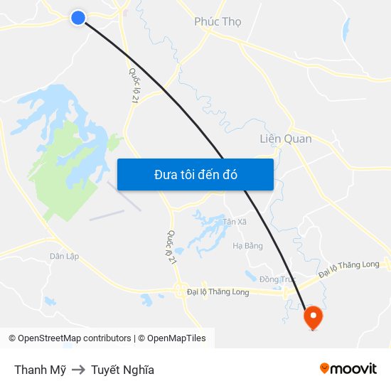 Thanh Mỹ to Tuyết Nghĩa map