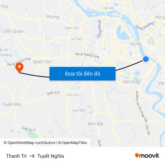 Thanh Trì to Tuyết Nghĩa map