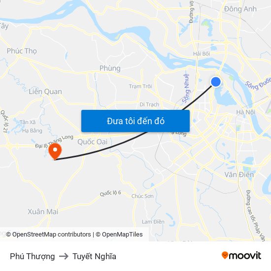 Phú Thượng to Tuyết Nghĩa map