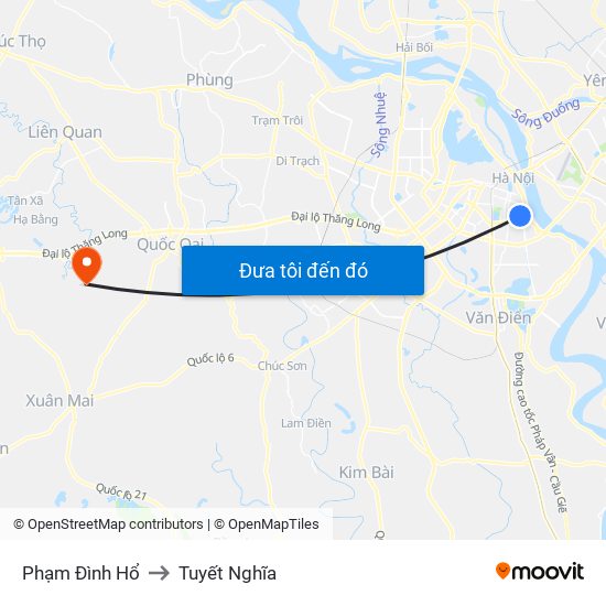 Phạm Đình Hổ to Tuyết Nghĩa map