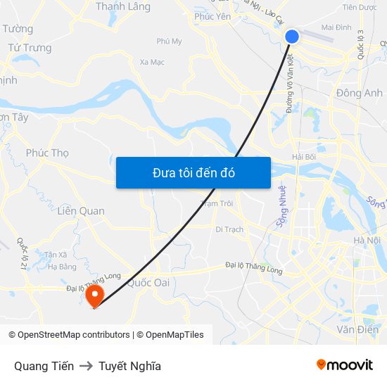 Quang Tiến to Tuyết Nghĩa map