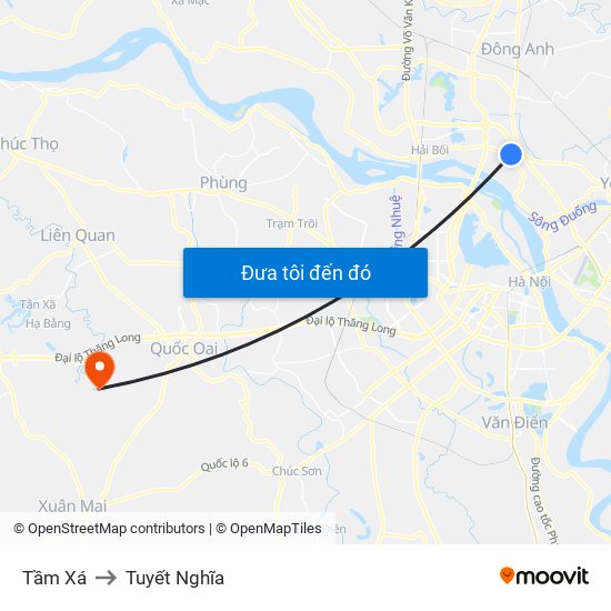 Tầm Xá to Tuyết Nghĩa map