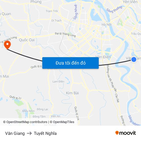 Văn Giang to Tuyết Nghĩa map