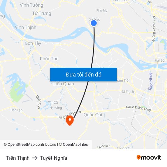 Tiến Thịnh to Tuyết Nghĩa map