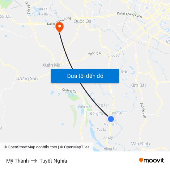 Mỹ Thành to Tuyết Nghĩa map