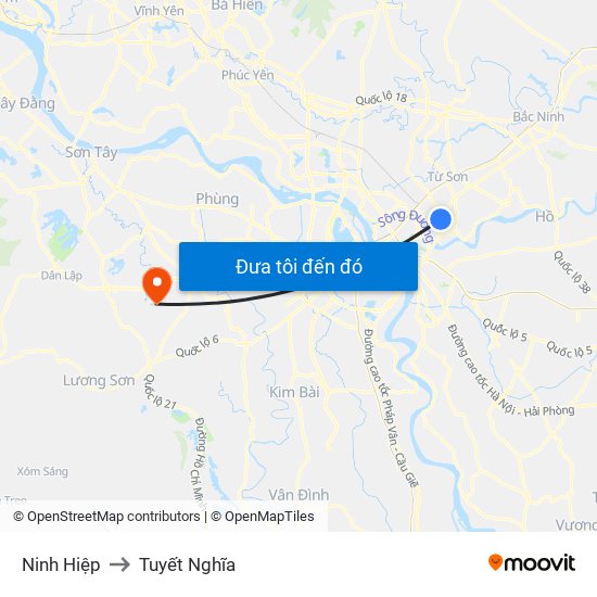 Ninh Hiệp to Tuyết Nghĩa map