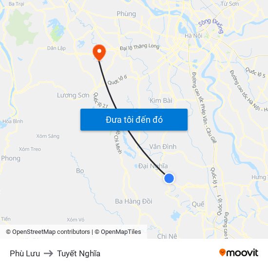 Phù Lưu to Tuyết Nghĩa map