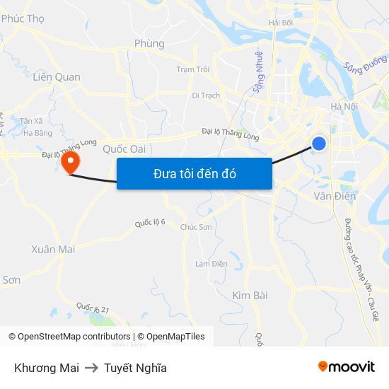 Khương Mai to Tuyết Nghĩa map