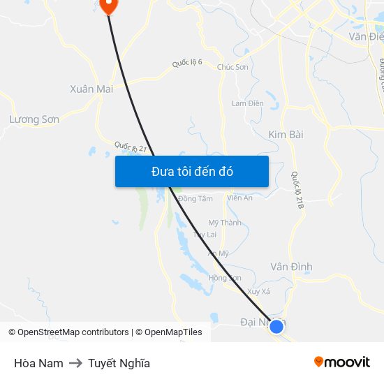 Hòa Nam to Tuyết Nghĩa map