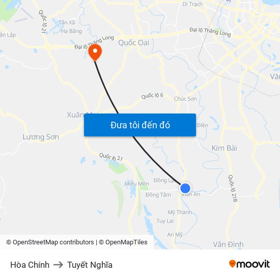 Hòa Chính to Tuyết Nghĩa map