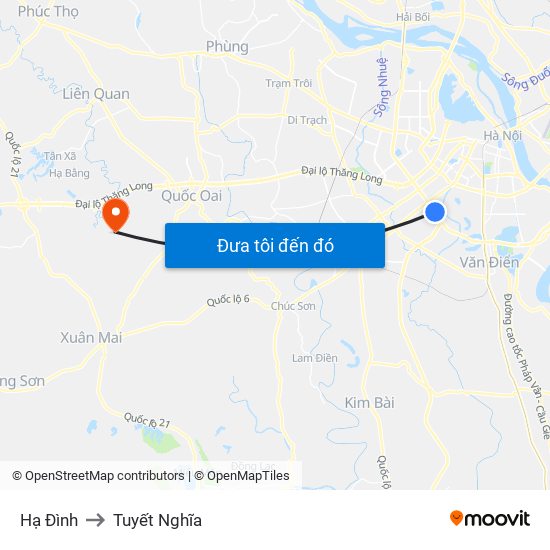 Hạ Đình to Tuyết Nghĩa map