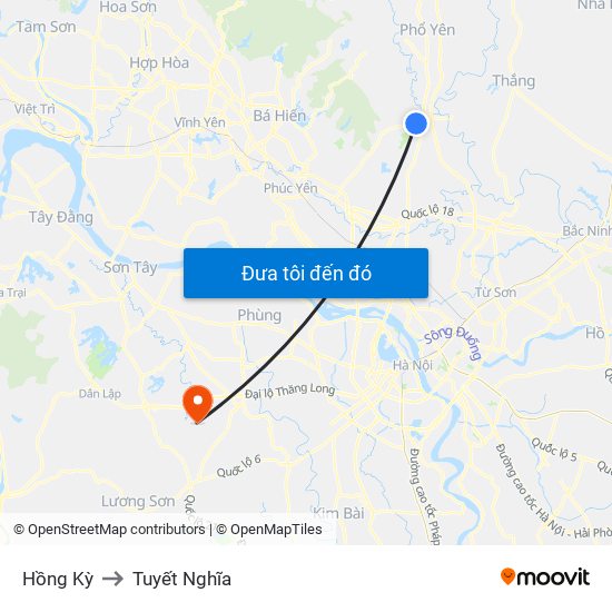 Hồng Kỳ to Tuyết Nghĩa map