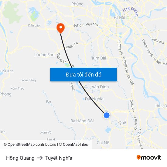 Hồng Quang to Tuyết Nghĩa map