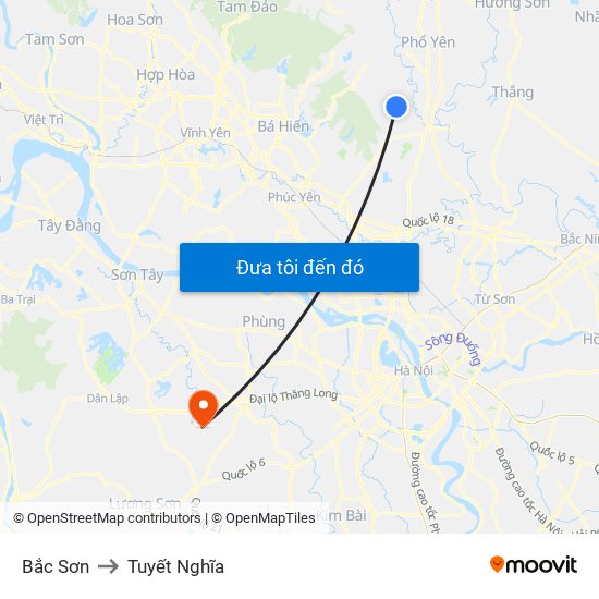 Bắc Sơn to Tuyết Nghĩa map