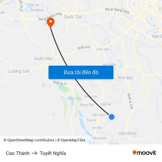 Cao Thành to Tuyết Nghĩa map