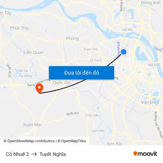 Cổ Nhuế 2 to Tuyết Nghĩa map