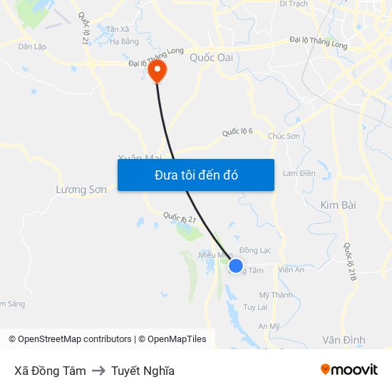 Xã Đồng Tâm to Tuyết Nghĩa map