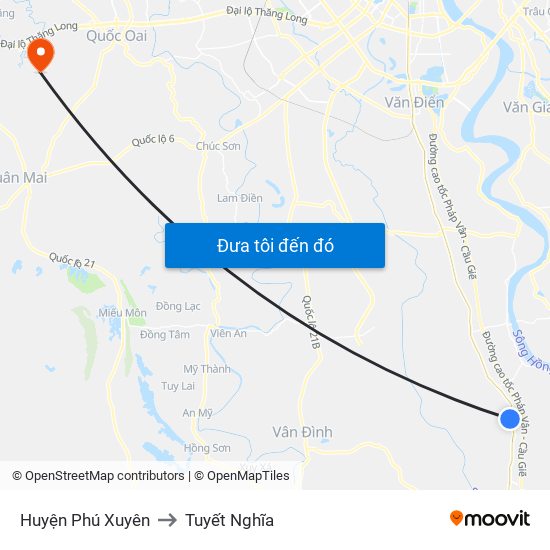 Huyện Phú Xuyên to Tuyết Nghĩa map