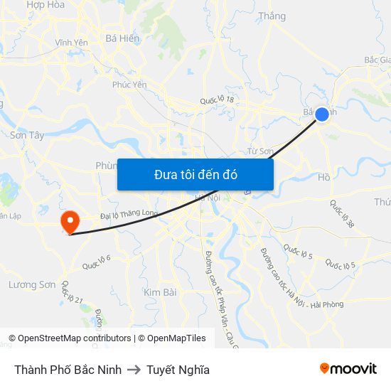 Thành Phố Bắc Ninh to Tuyết Nghĩa map
