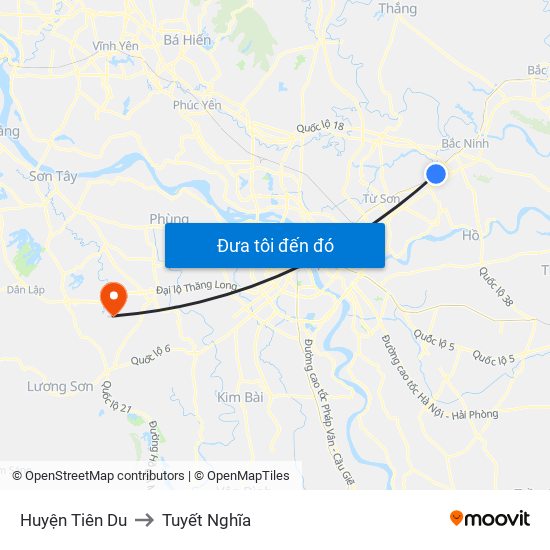 Huyện Tiên Du to Tuyết Nghĩa map