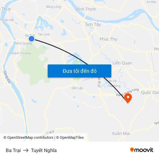 Ba Trại to Tuyết Nghĩa map