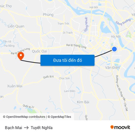 Bạch Mai to Tuyết Nghĩa map
