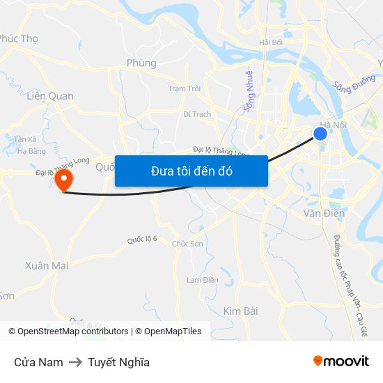 Cửa Nam to Tuyết Nghĩa map