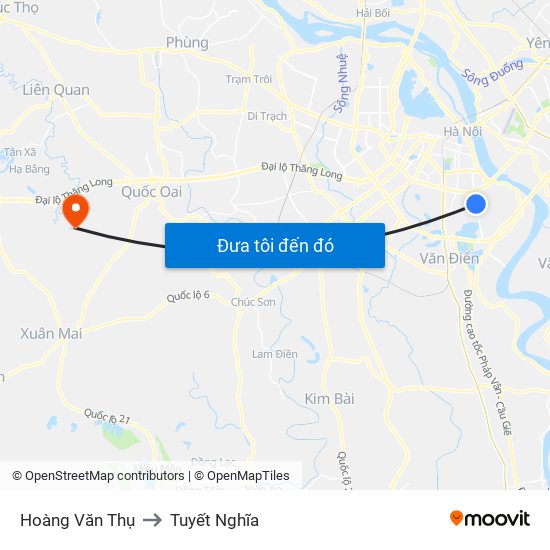 Hoàng Văn Thụ to Tuyết Nghĩa map