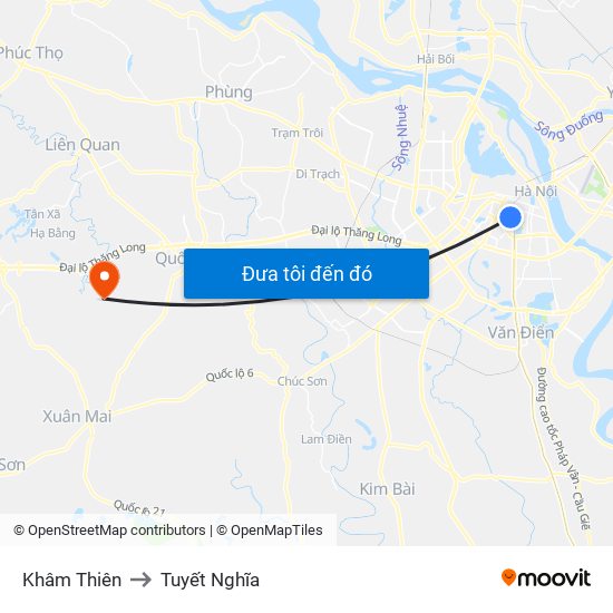 Khâm Thiên to Tuyết Nghĩa map