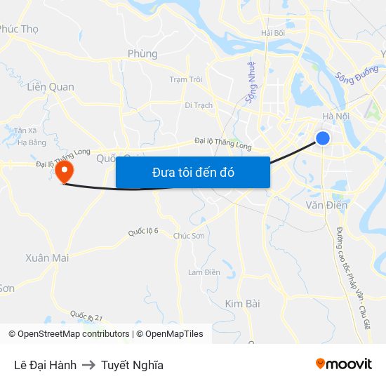 Lê Đại Hành to Tuyết Nghĩa map