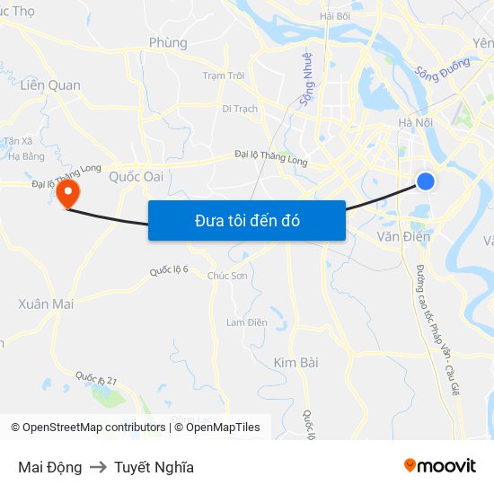 Mai Động to Tuyết Nghĩa map