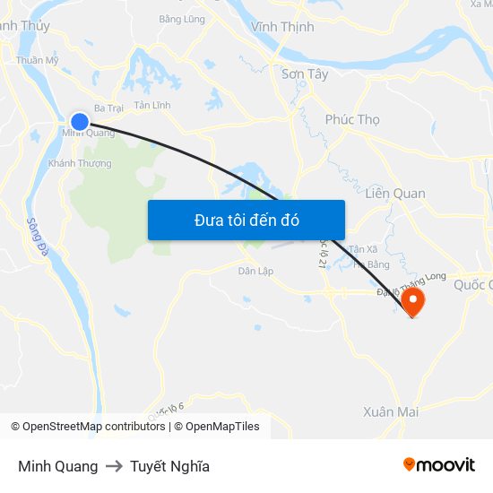 Minh Quang to Tuyết Nghĩa map