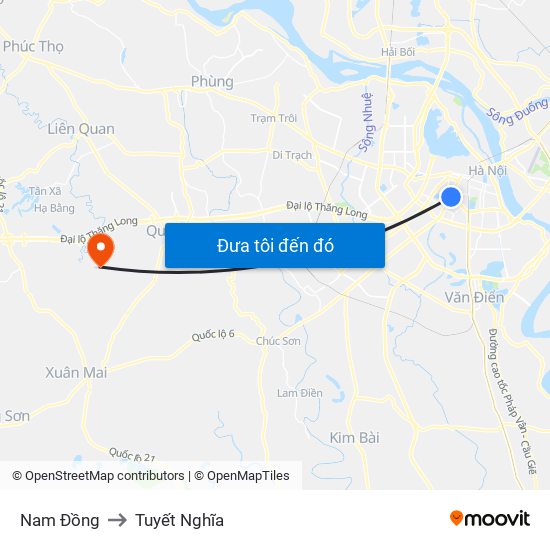 Nam Đồng to Tuyết Nghĩa map
