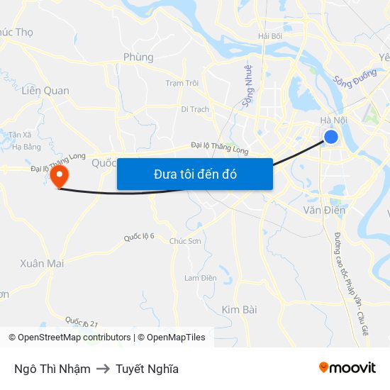 Ngô Thì Nhậm to Tuyết Nghĩa map