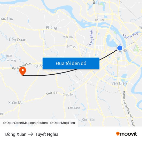Đồng Xuân to Tuyết Nghĩa map