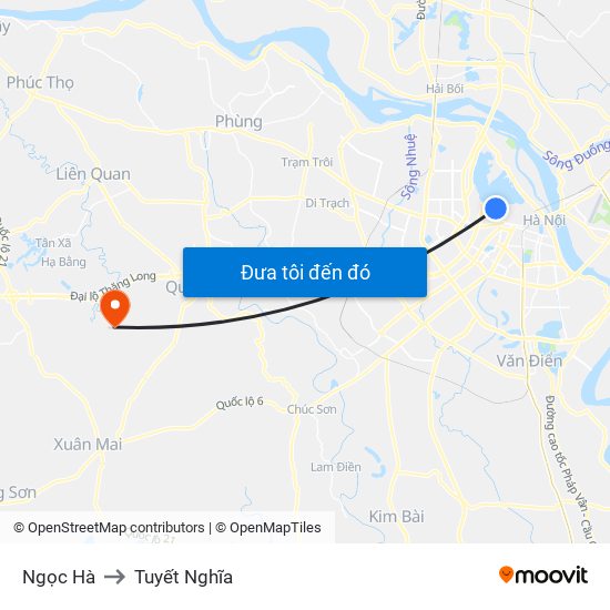 Ngọc Hà to Tuyết Nghĩa map