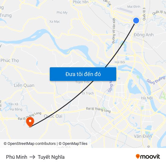 Phú Minh to Tuyết Nghĩa map