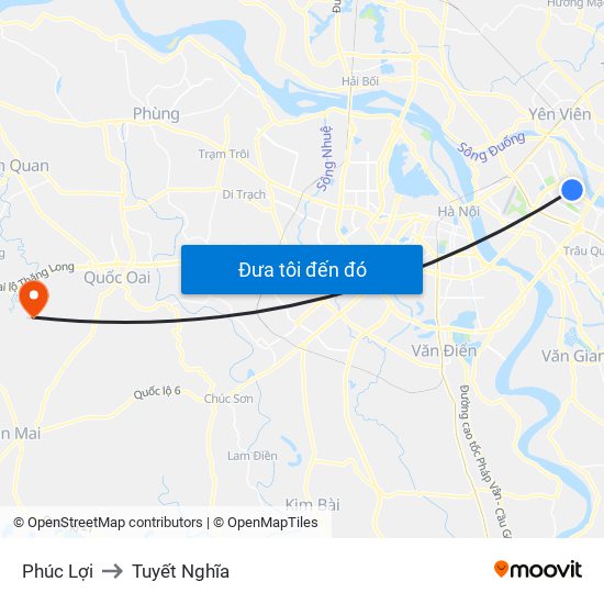 Phúc Lợi to Tuyết Nghĩa map