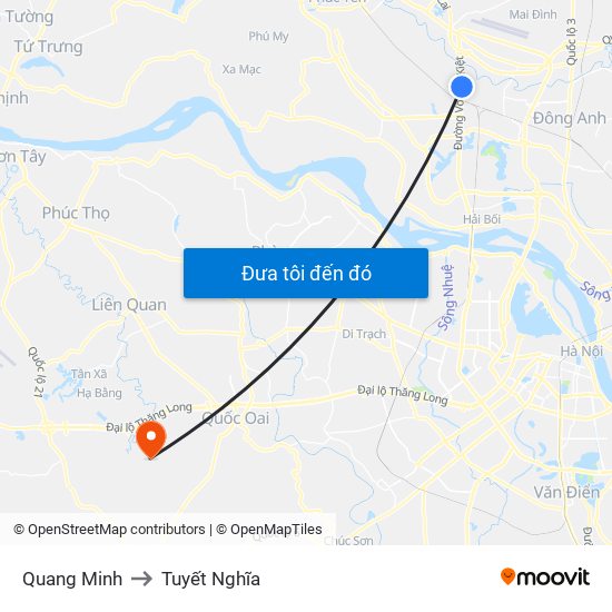 Quang Minh to Tuyết Nghĩa map
