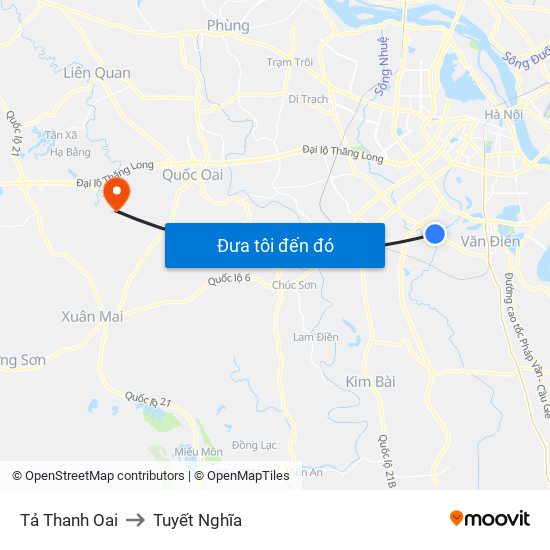 Tả Thanh Oai to Tuyết Nghĩa map