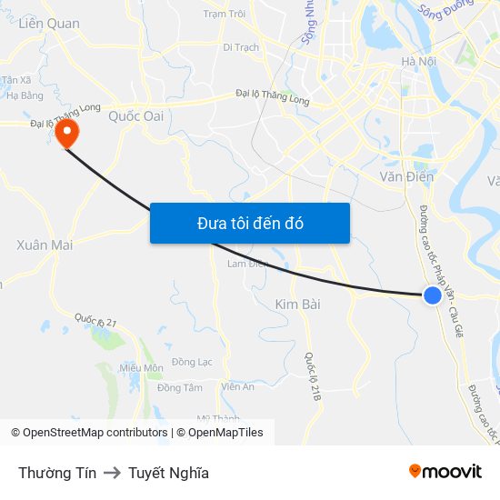 Thường Tín to Tuyết Nghĩa map