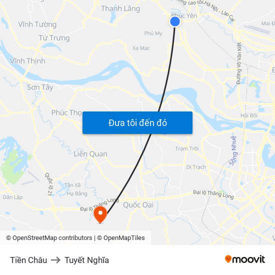 Tiền Châu to Tuyết Nghĩa map