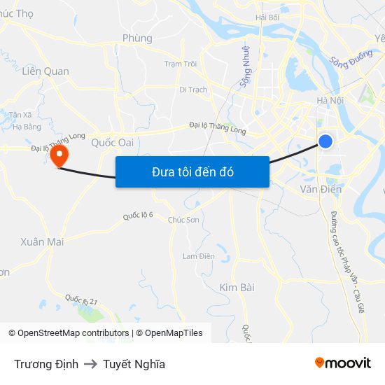 Trương Định to Tuyết Nghĩa map