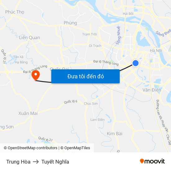 Trung Hòa to Tuyết Nghĩa map