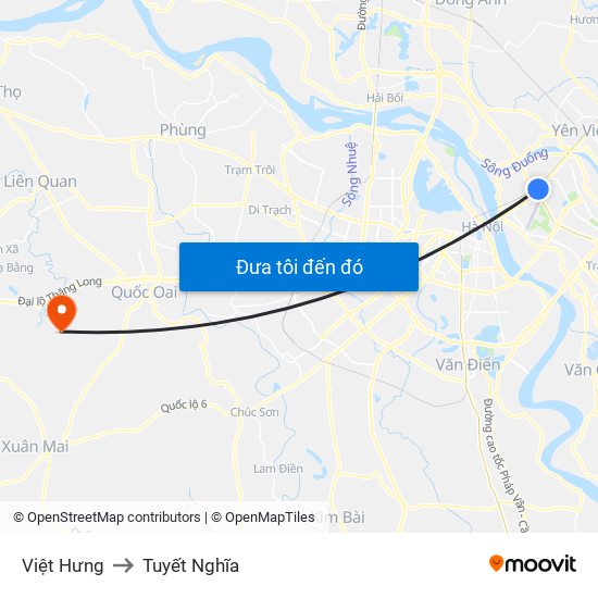 Việt Hưng to Tuyết Nghĩa map