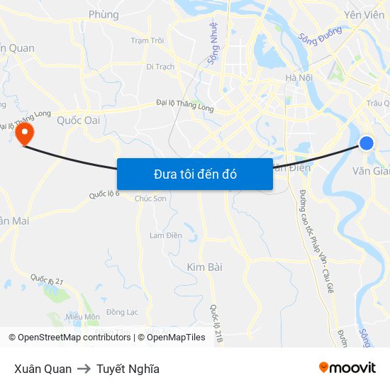 Xuân Quan to Tuyết Nghĩa map