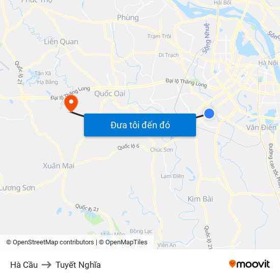 Hà Cầu to Tuyết Nghĩa map